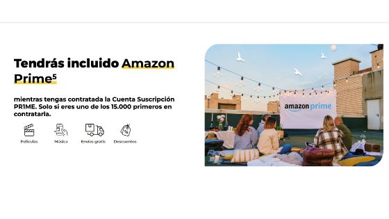 Amazon Prime incluido en la cuenta prime